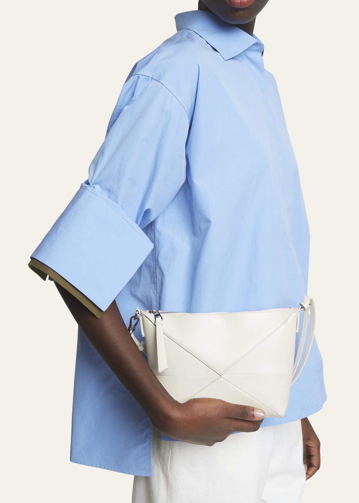 Puzzle Fold Leather Pouch Shoulder Bag - 2
