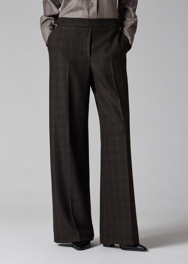 Women's Black Flecked Check Wide-Leg Trousers 3