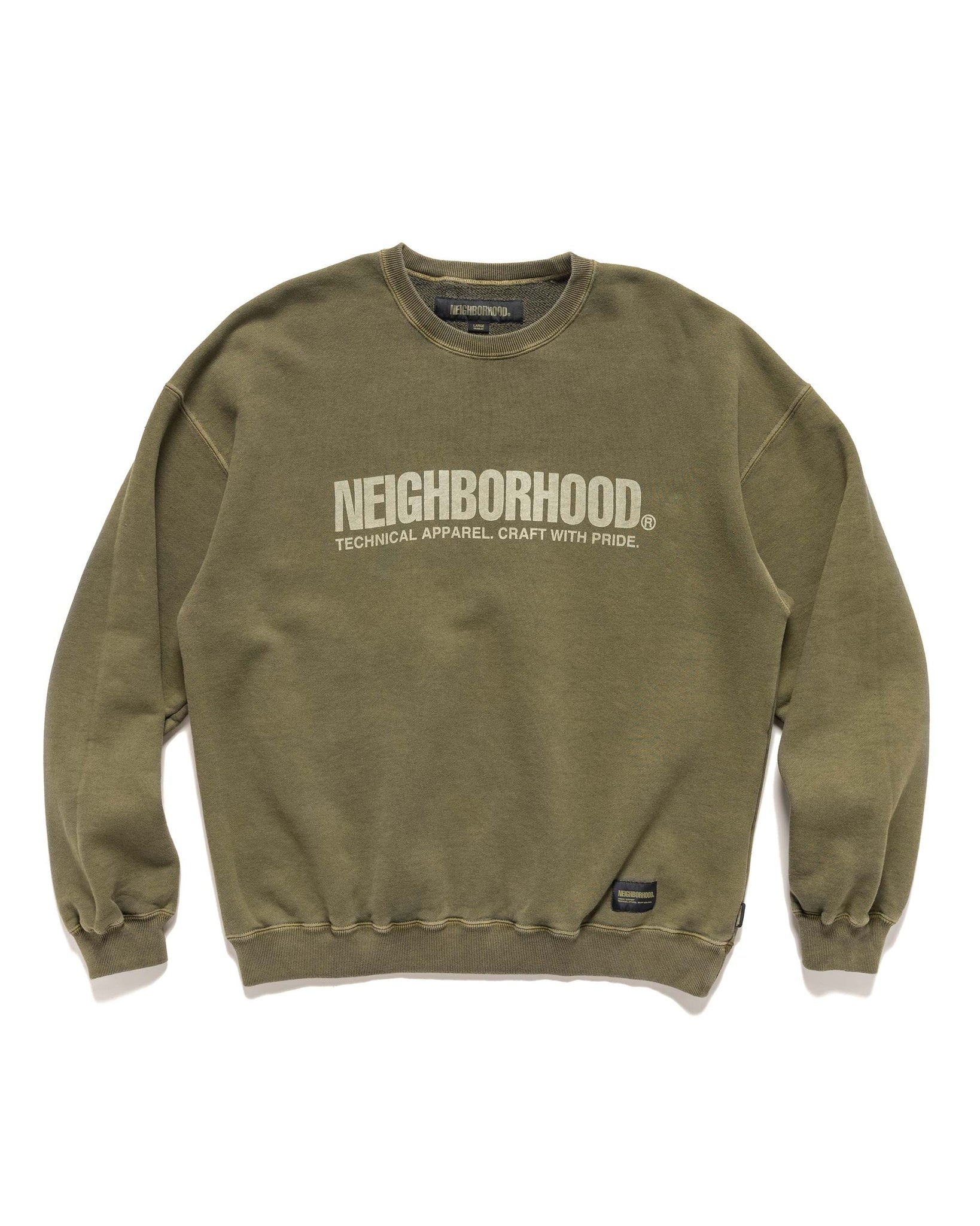 NEIGHBORHOOD Pigment Dyed Sweatshirt LS Olive Drab | REVERSIBLE