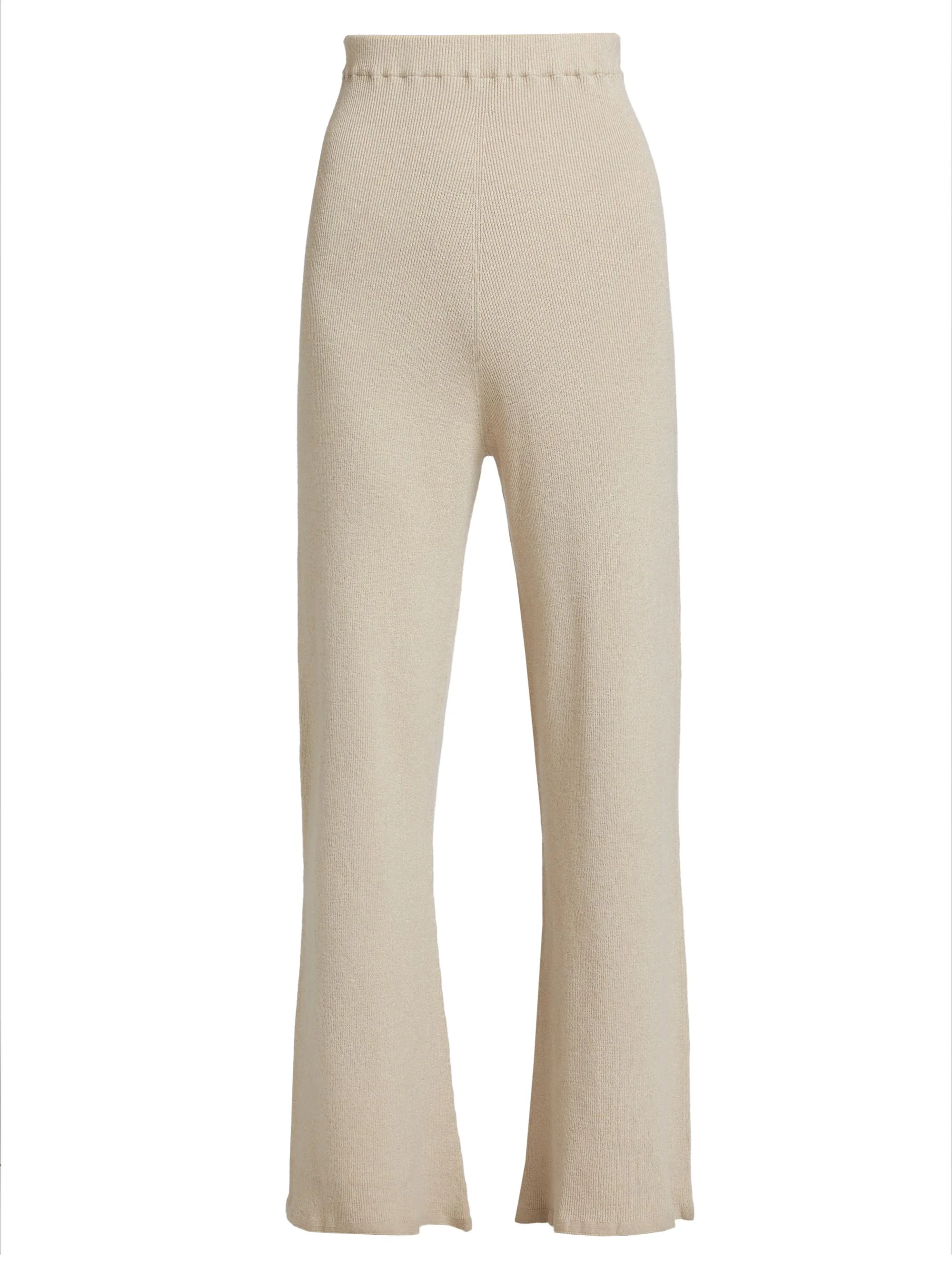Women's Delicash Silk-Cashmere Knit Flared Pants - Oatmeal - 1