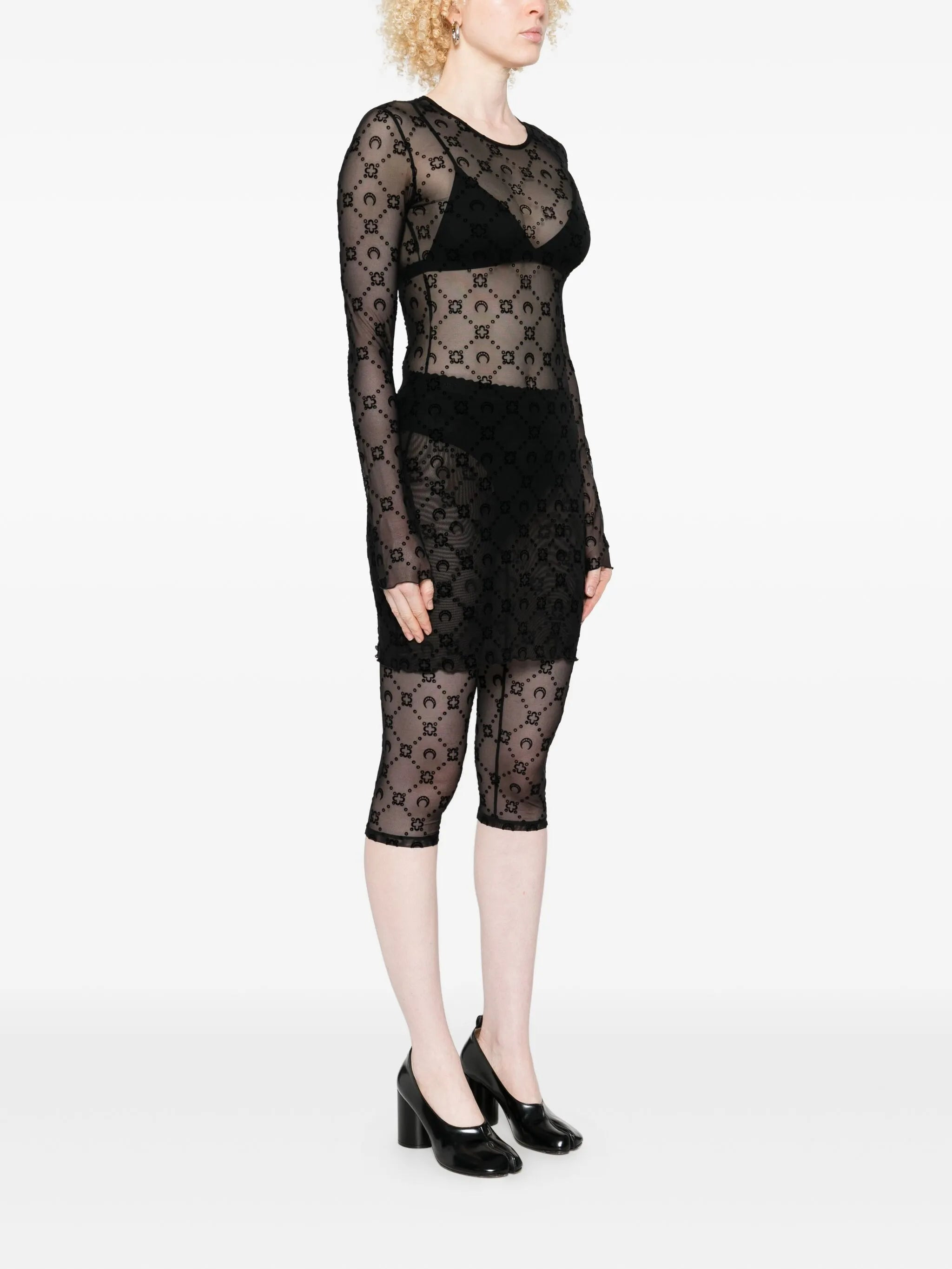 moon-embellished mesh dress - 3