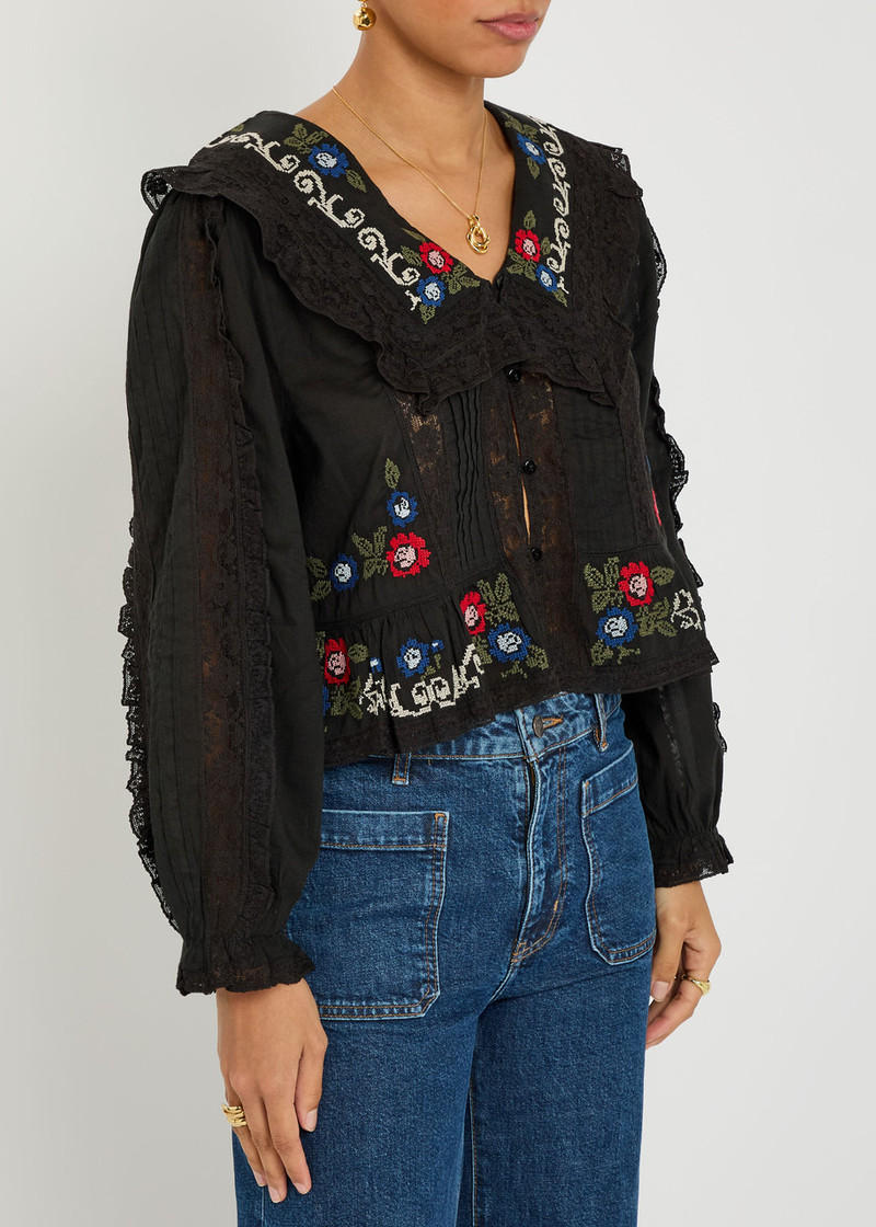 RIXO Rixo Maribelle Floral-embroidered Cotton Blouse outlook