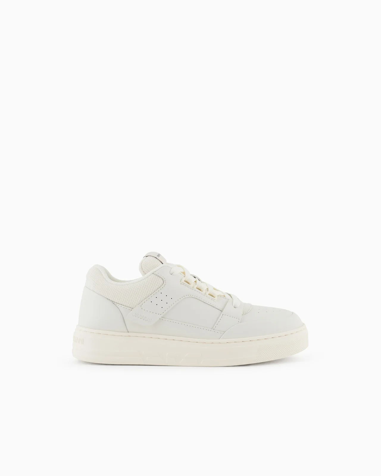 LEATHER AND MESH SNEAKERS WITH CONTRASTING DETAILS - 1