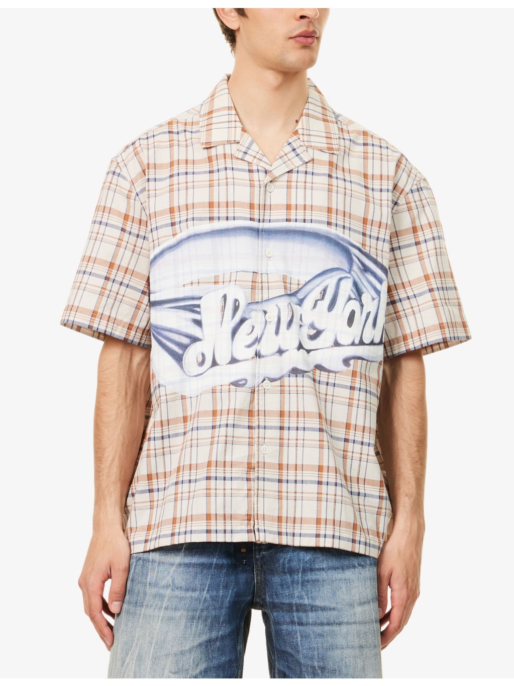 Check-Print Camp-Collar Cotton-Poplin Shirt - 3