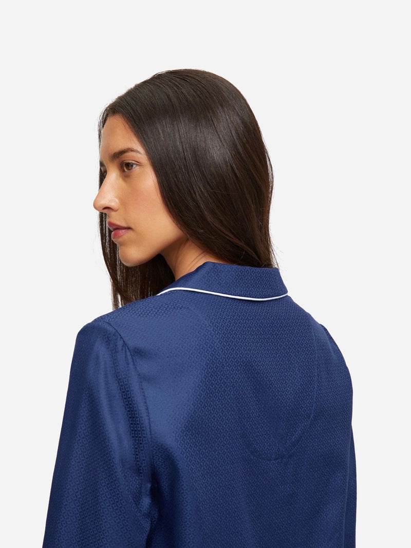Women's Pyjamas Lombard 6 Cotton Jacquard Navy - 7