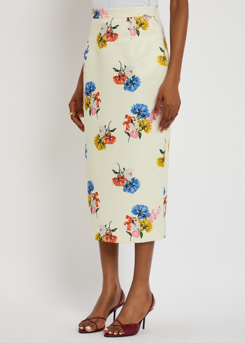 EMILIA WICKSTEAD Emilia Wickstead Lorelei Floral-printed Faille Midi Skirt outlook