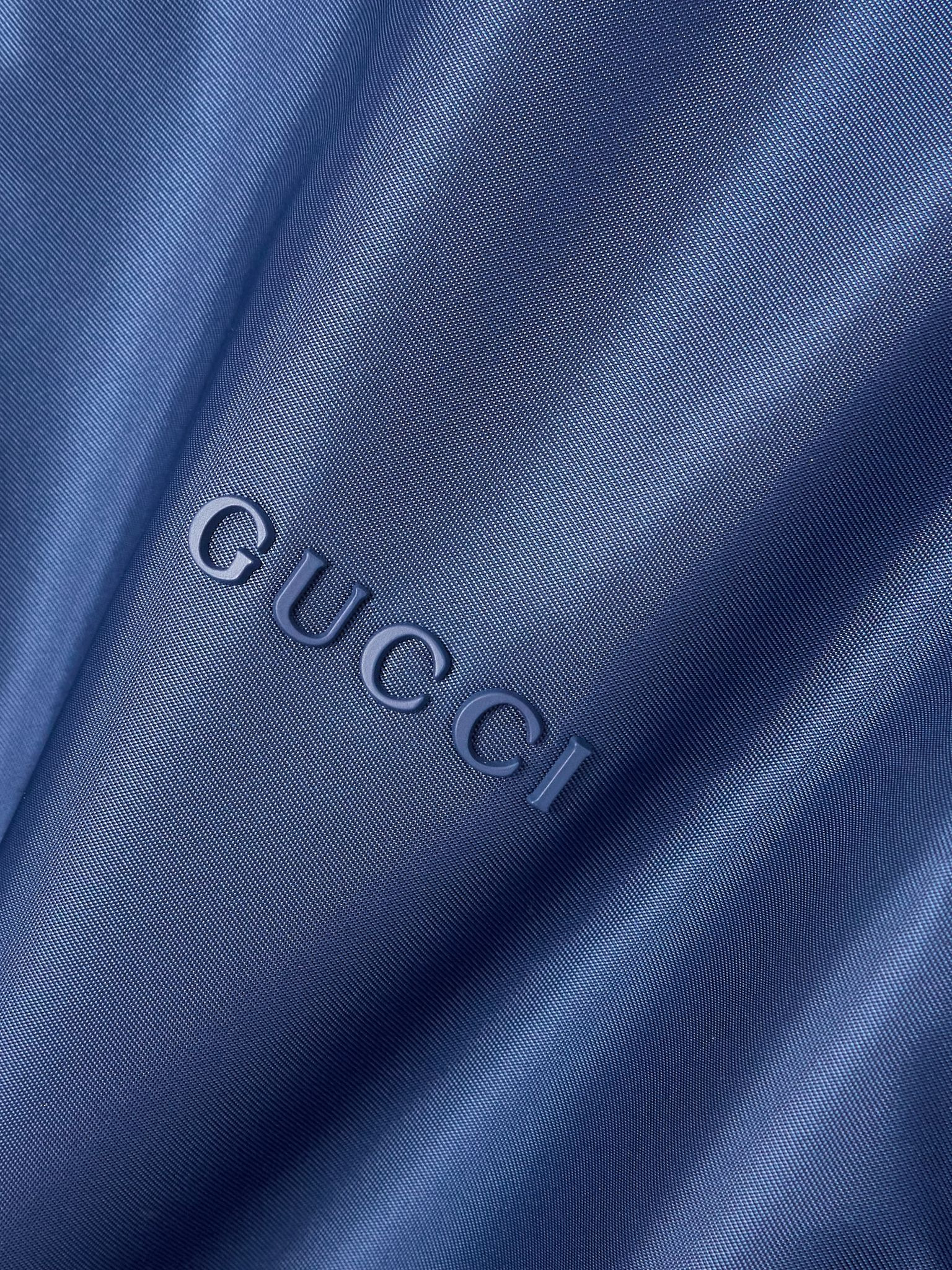 Hooded gabardine bomber jacket Blue - 4