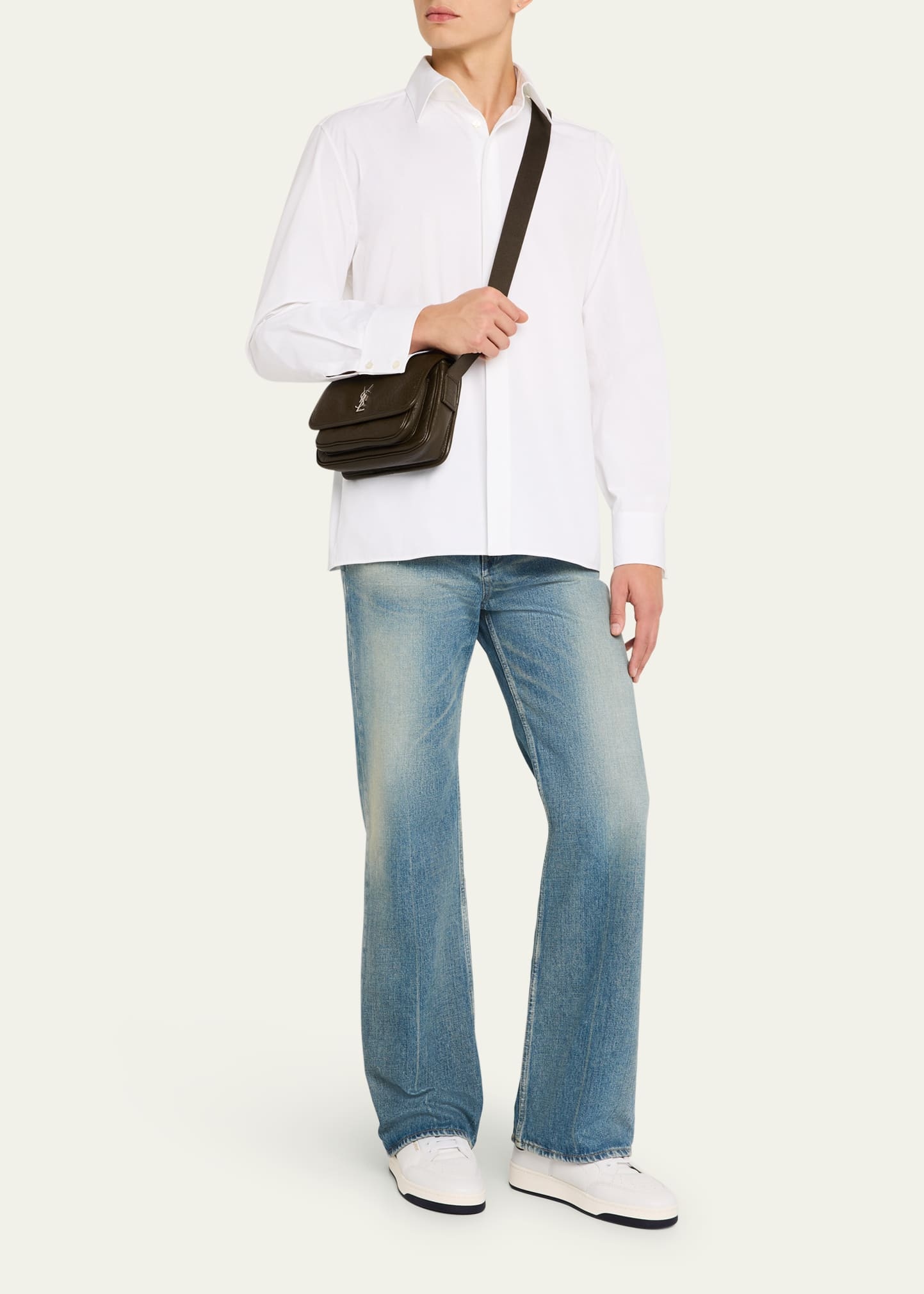 Men's Niki Small Messenger Bag in Grained Lambskin - 6