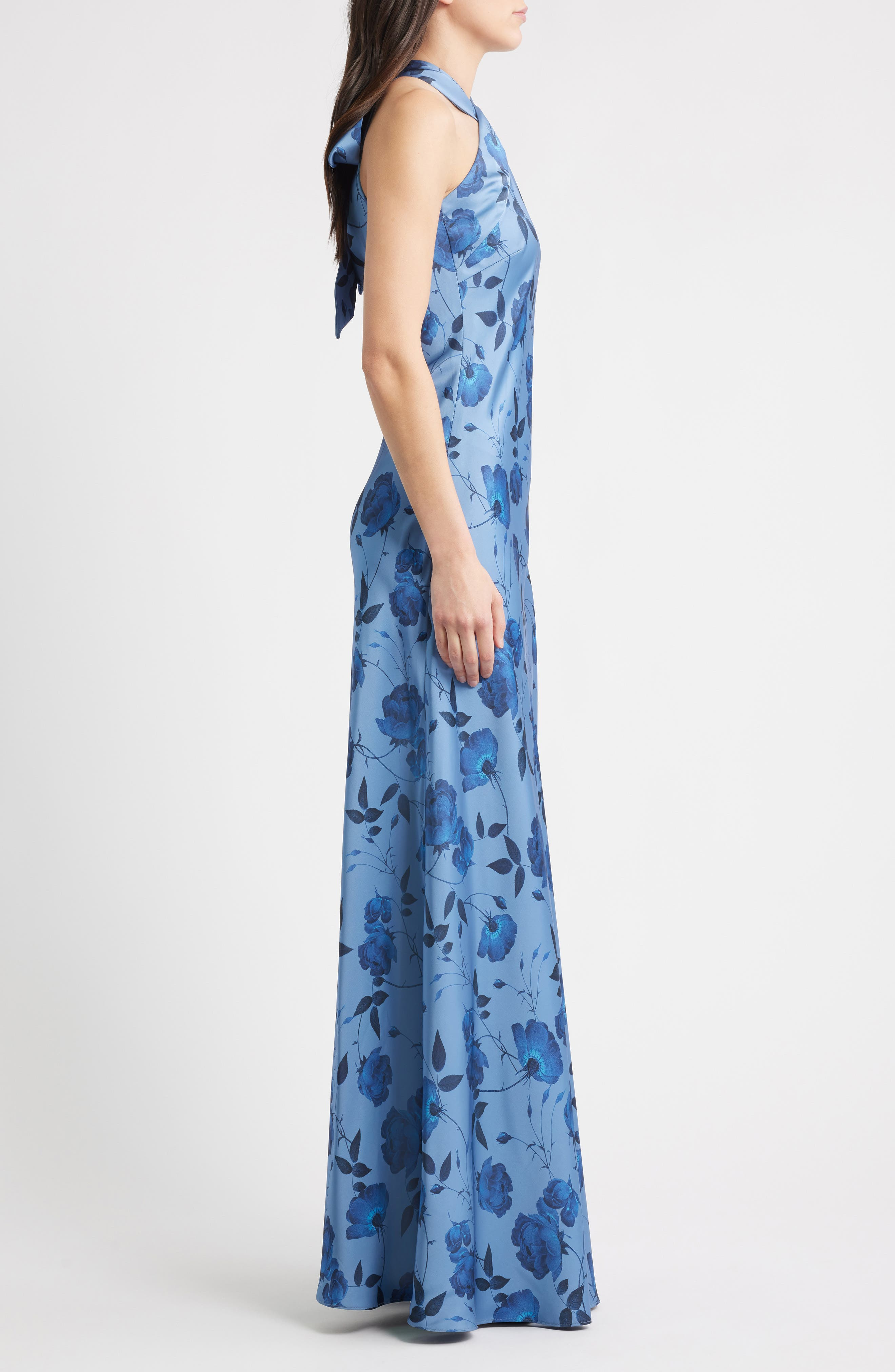 Sachin & Babi Laurant Floral Sleeveless Satin Crepe Gown in Wild Steel Roses at Nordstrom - 3