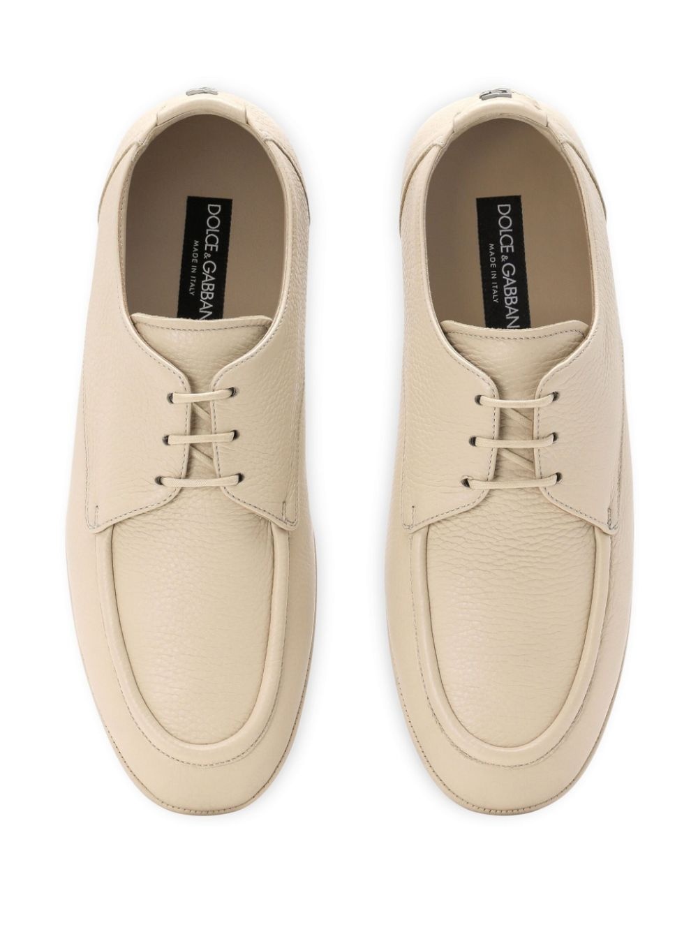 logo-lettering deerskin Derby shoes - 4