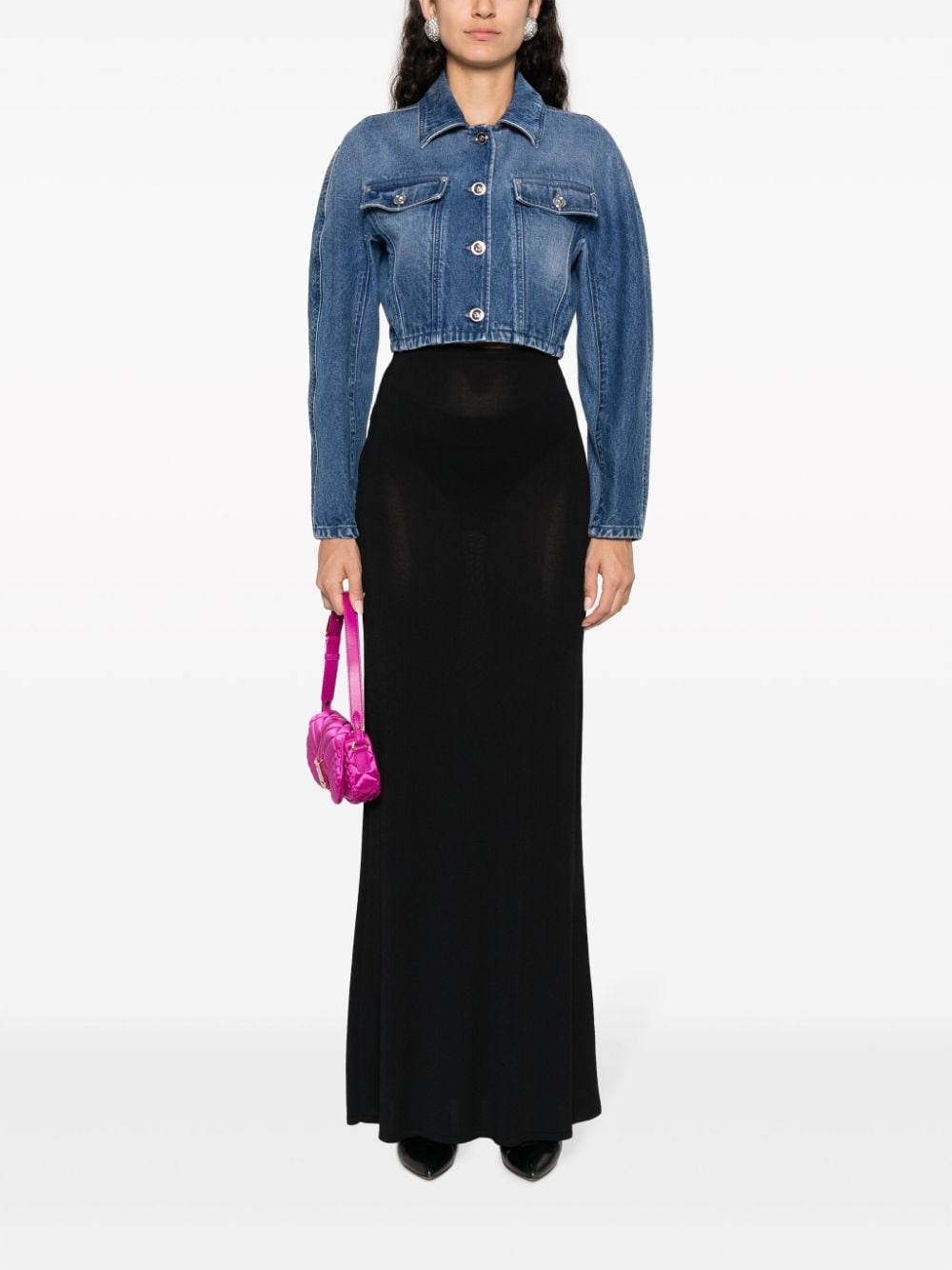 cropped denim jacket - 2