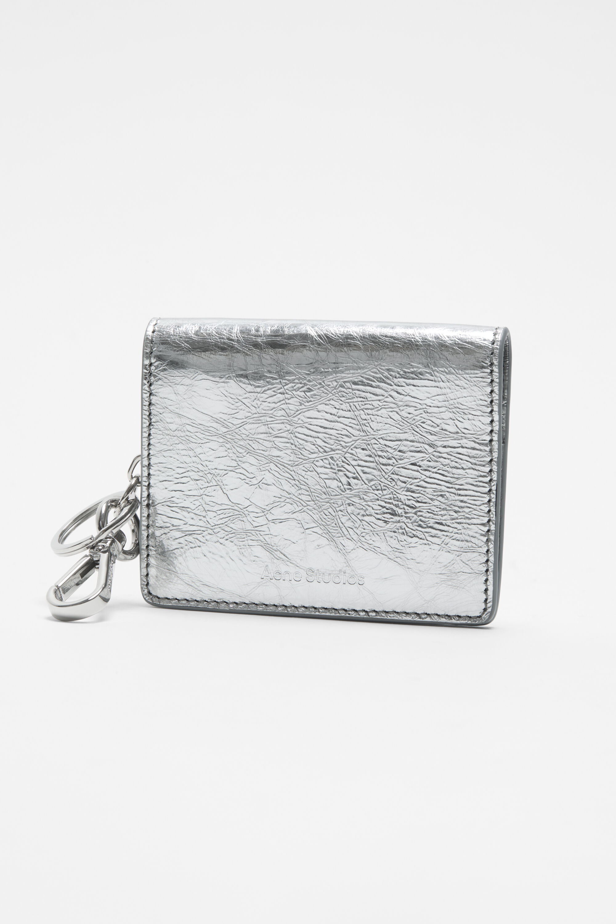 Folded leather wallet - Silver - 3