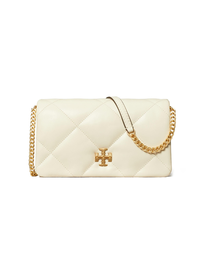 Women's Kira Diamond Leather Chain Wallet - Warm White 1