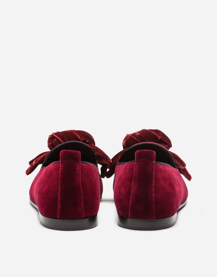 Velvet slippers with satin bow - 3