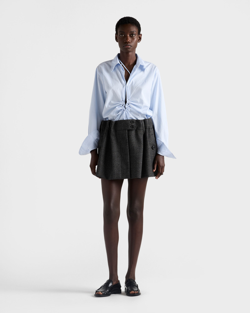 Prada Gingham check mouliné wool miniskirt outlook