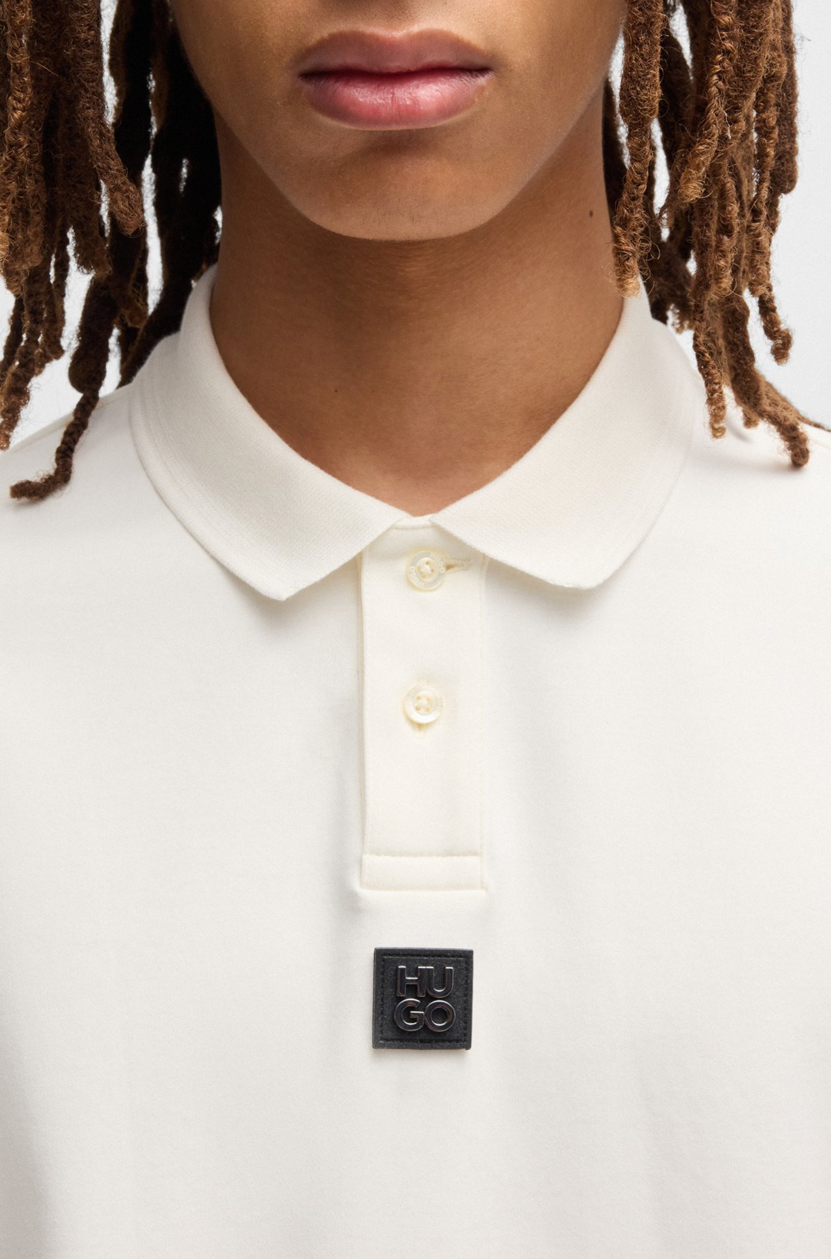 INTERLOCK-COTTON POLO SHIRT WITH STACKED LOGO - 3