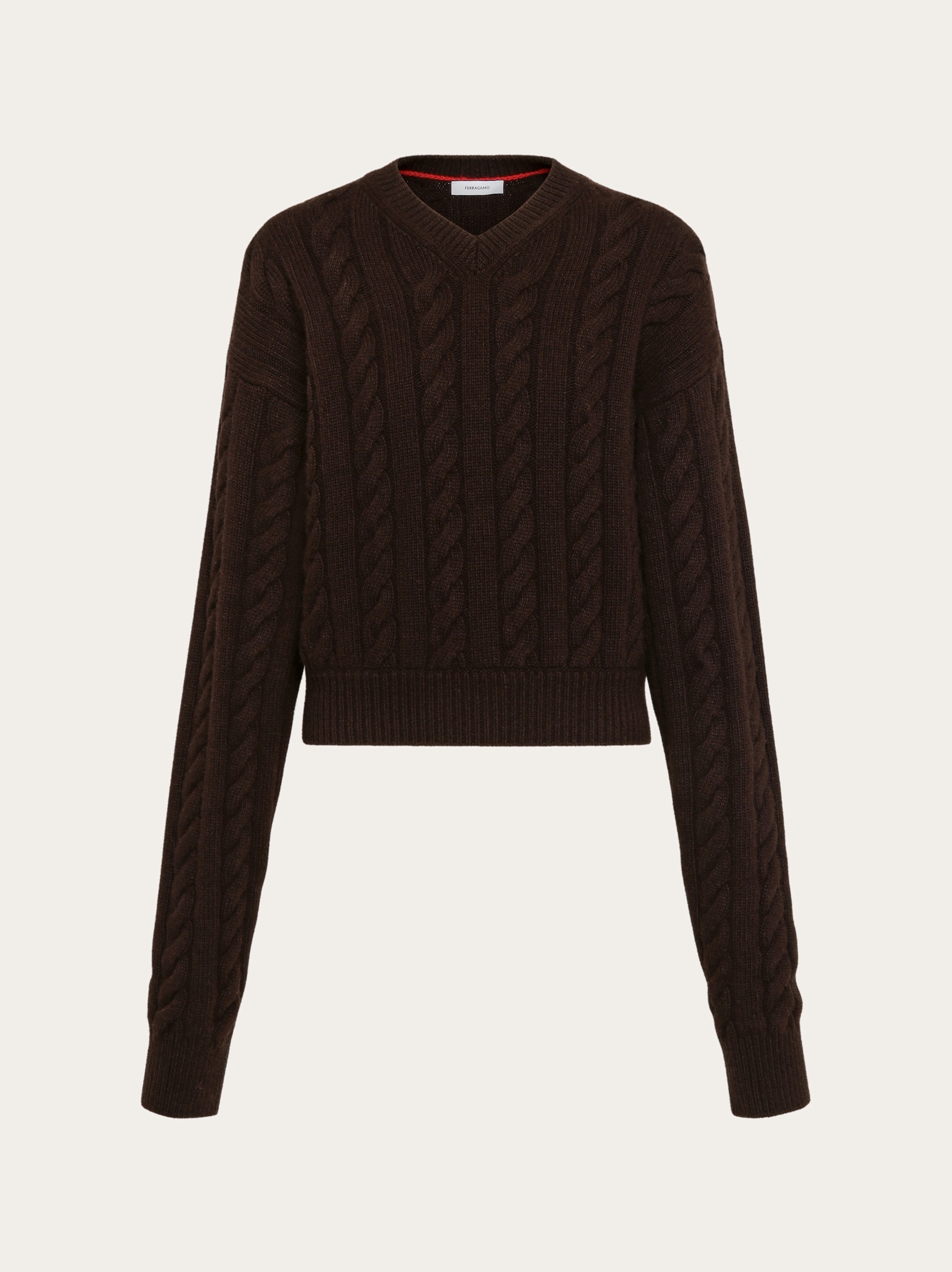 Cable knit V-neck sweater - 1