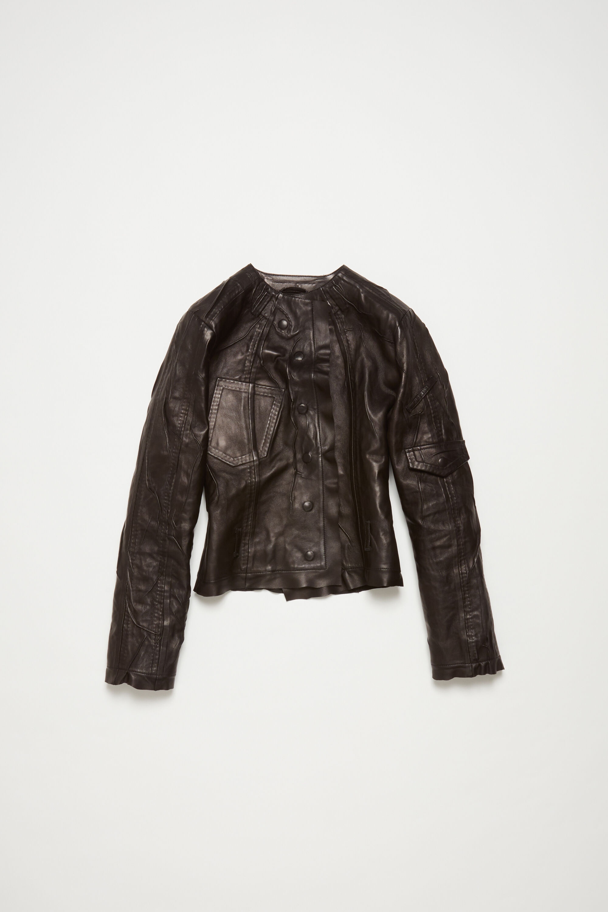 Creased leather jacket - Black - 7