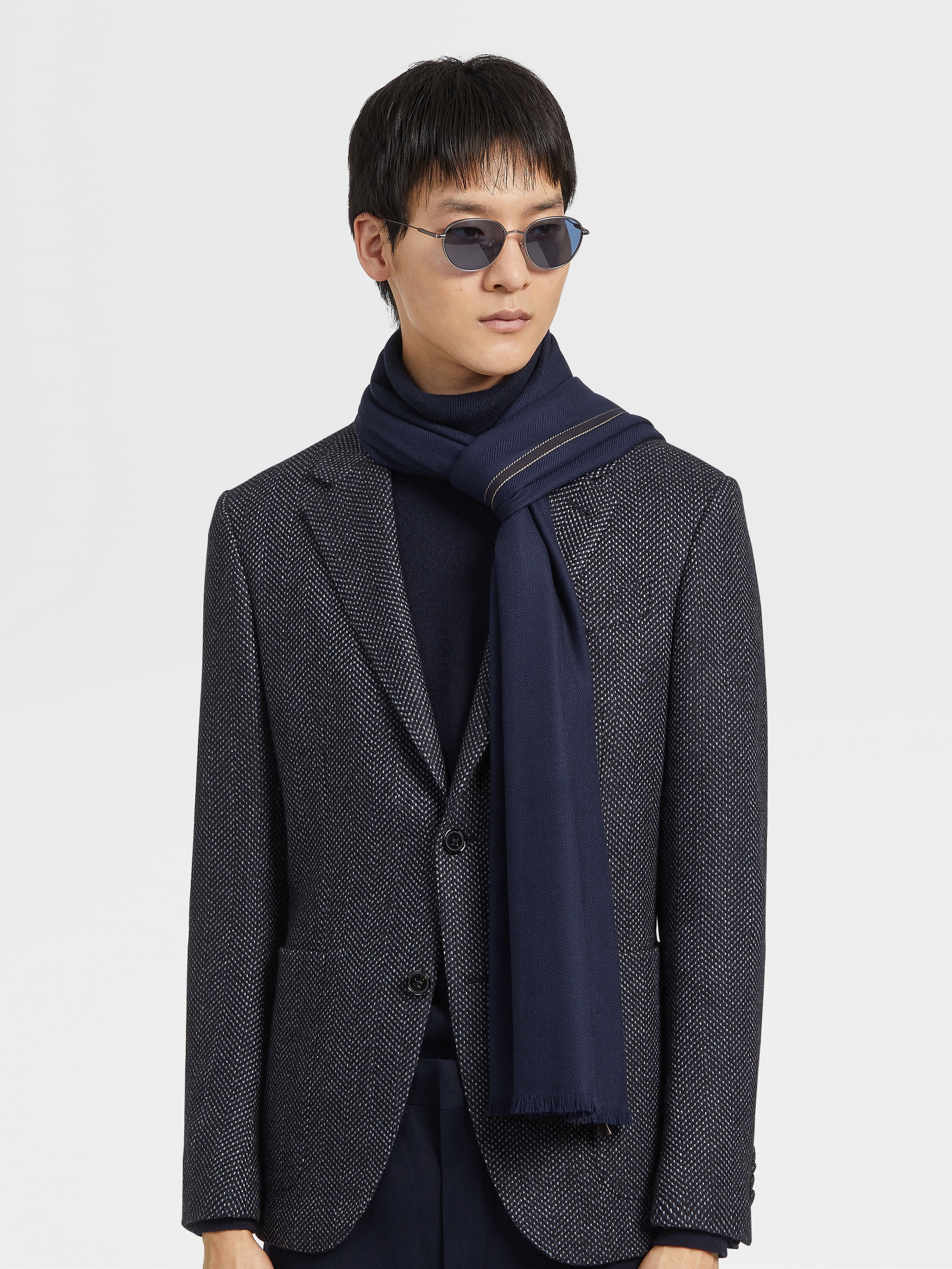 DARK BLUE 12MILMIL12 WOOL SCARF - 3