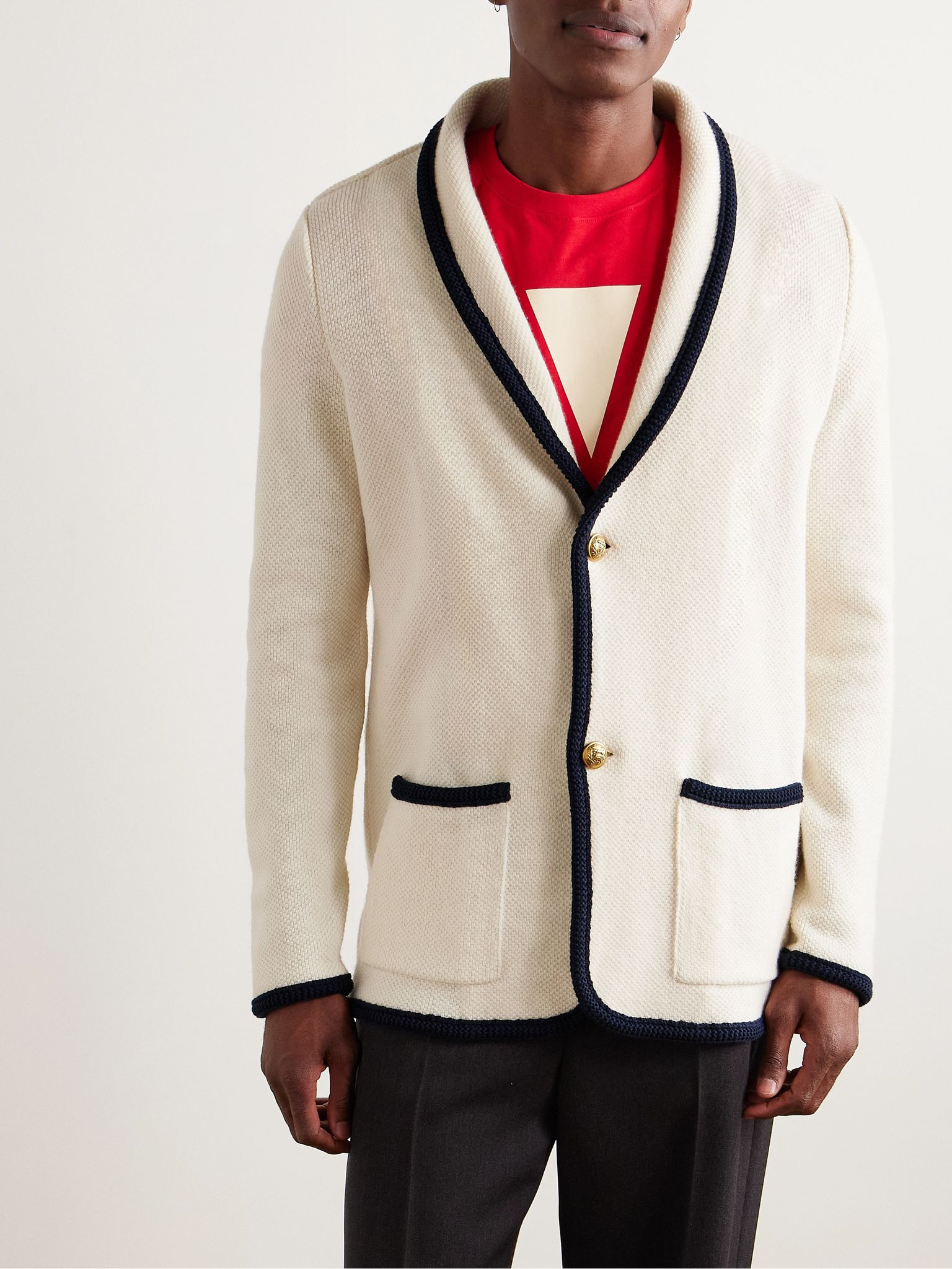 Textured Virgin Wool and Cotton-Blend Cardigan Neutral - 3