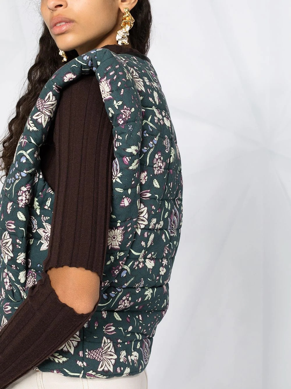 Adiena padded floral-print gilet - 3