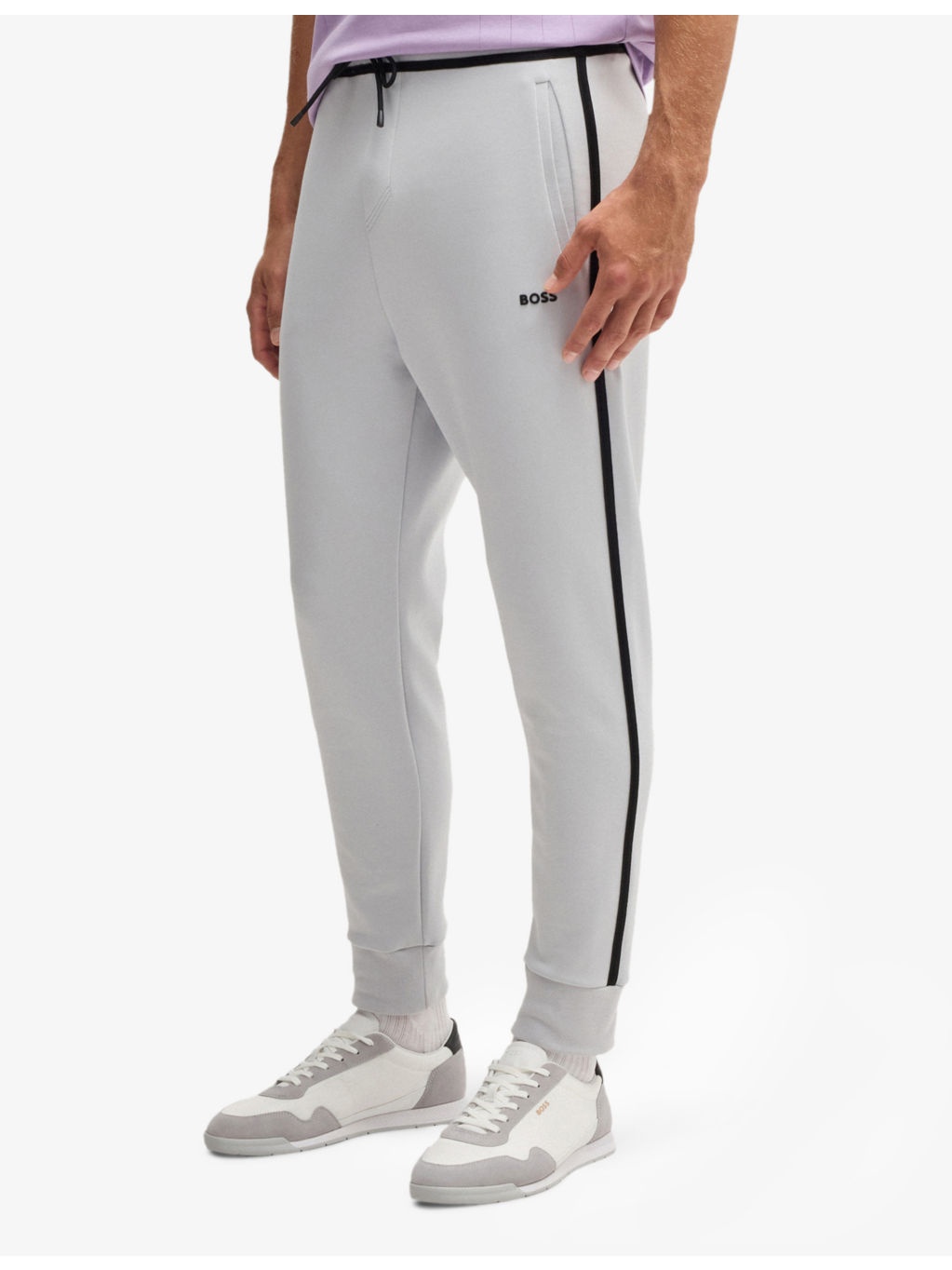 Rubberised-branding striped-trim stretch cotton-blend jogging bottoms - 3