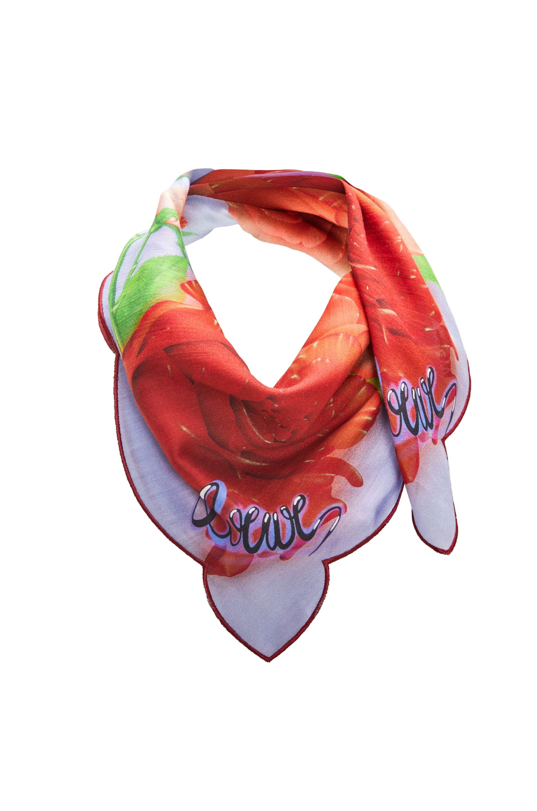 Roses scarf in cotton and silk - 2