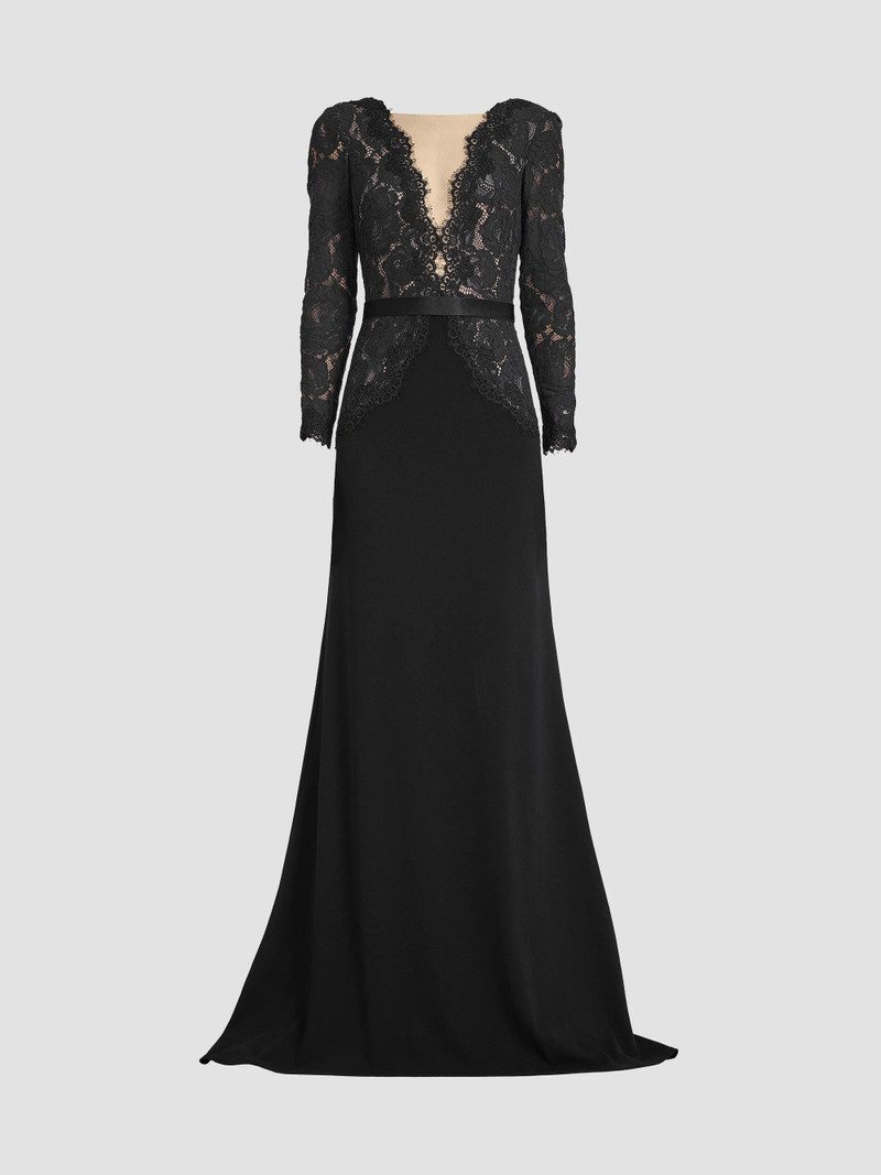 Women's Corwin Embroidered Illusion Gown - Black Beige 1