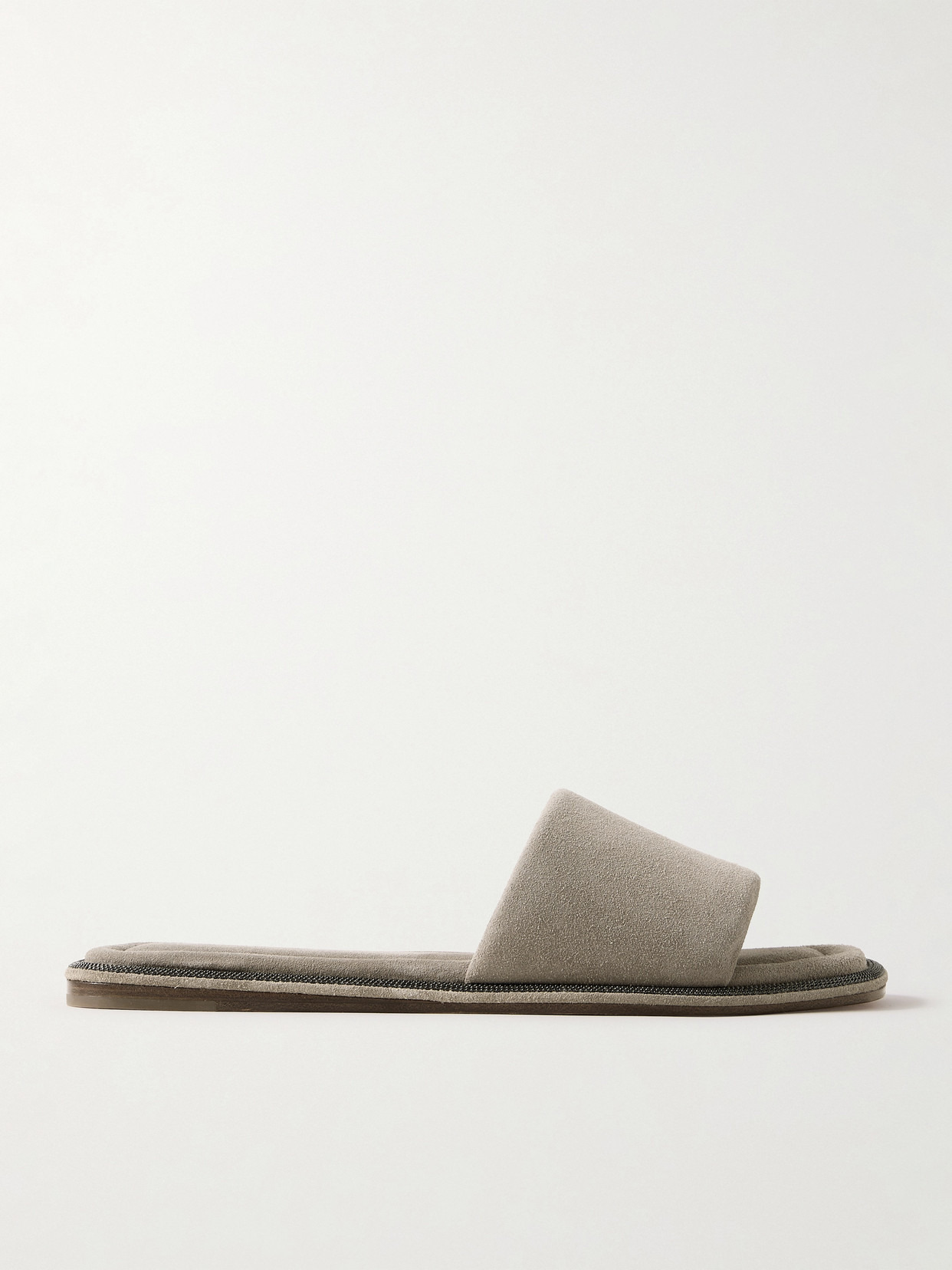 Bead-embellished Suede Slides - 1