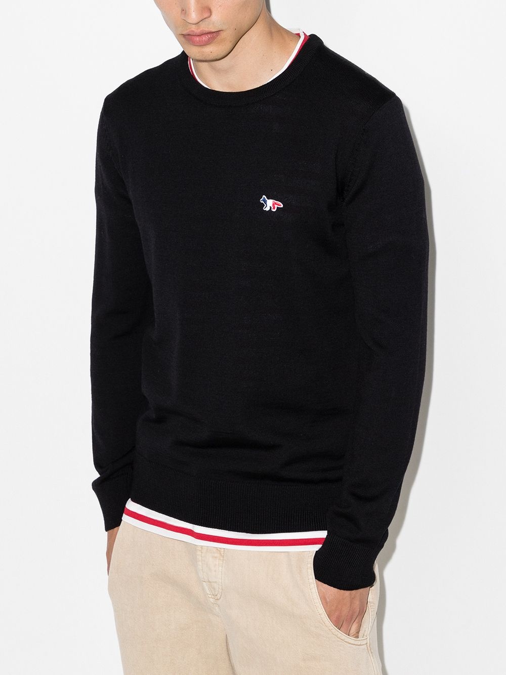 fox-patch crew-neck jumper - 2