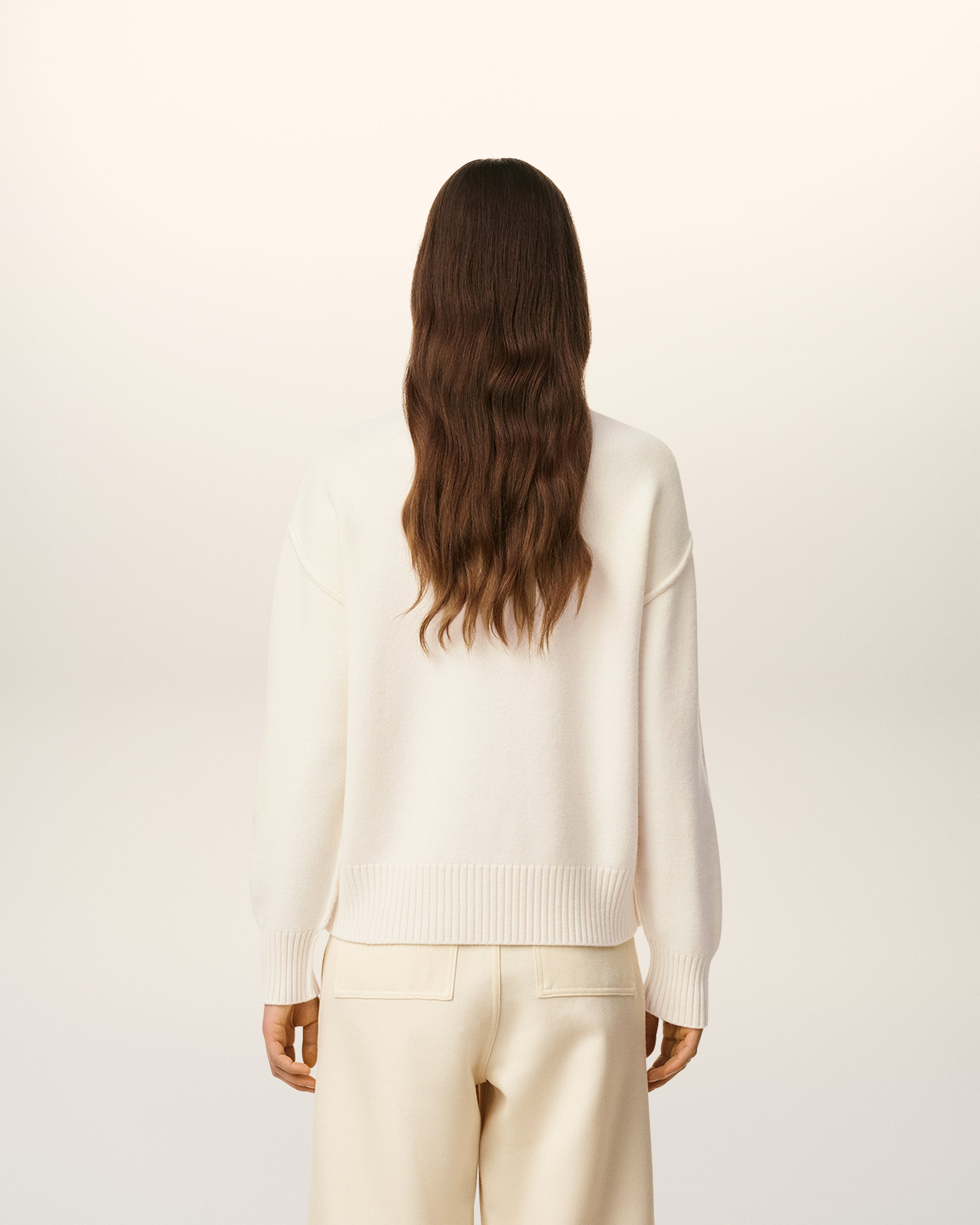 WHITE WOOL AMI DE COEUR CREWNECK SWEATER - 9