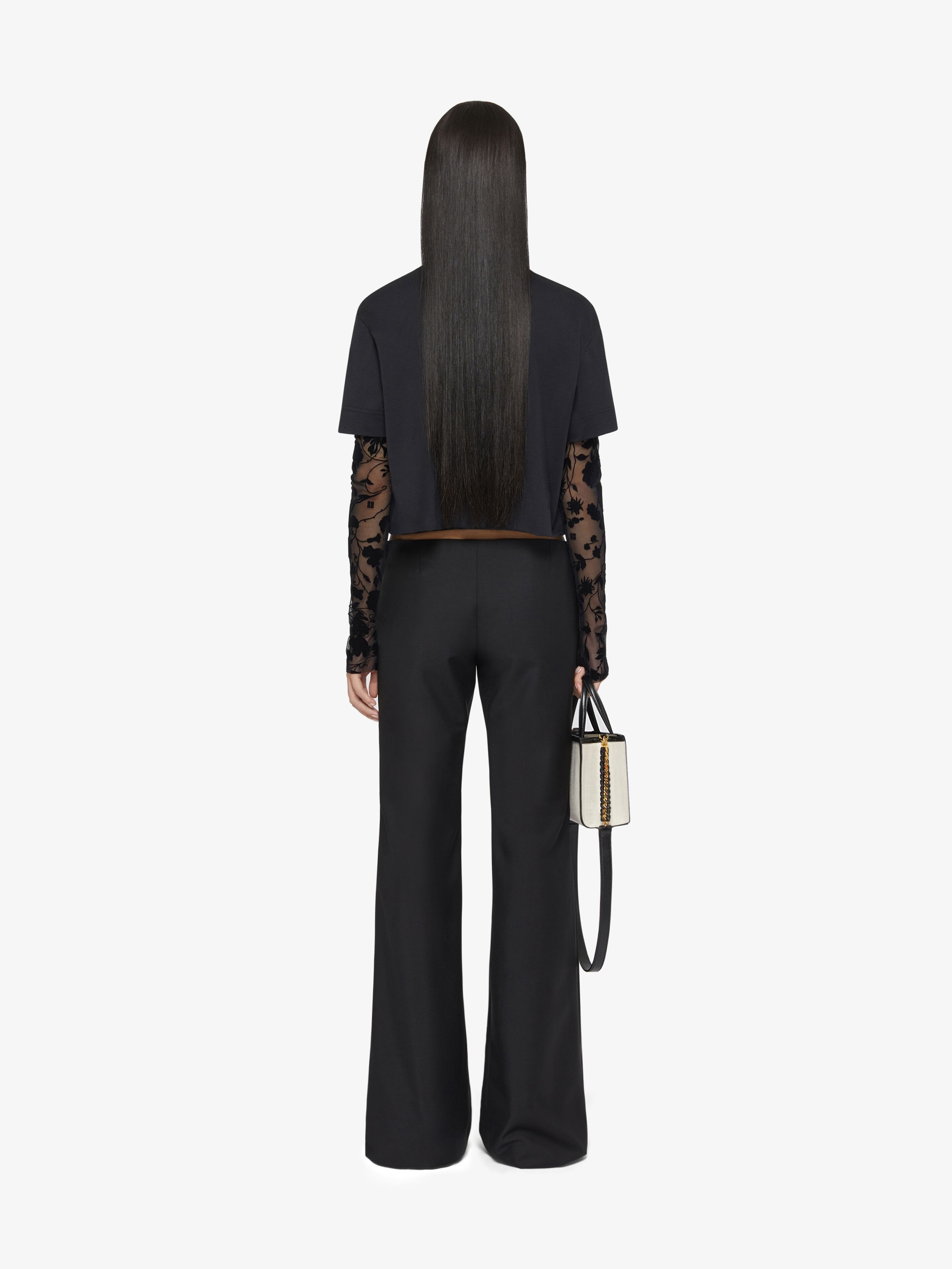 OVERLAPPED CROPPED T-SHIRT IN COTTON AND TULLE - 4