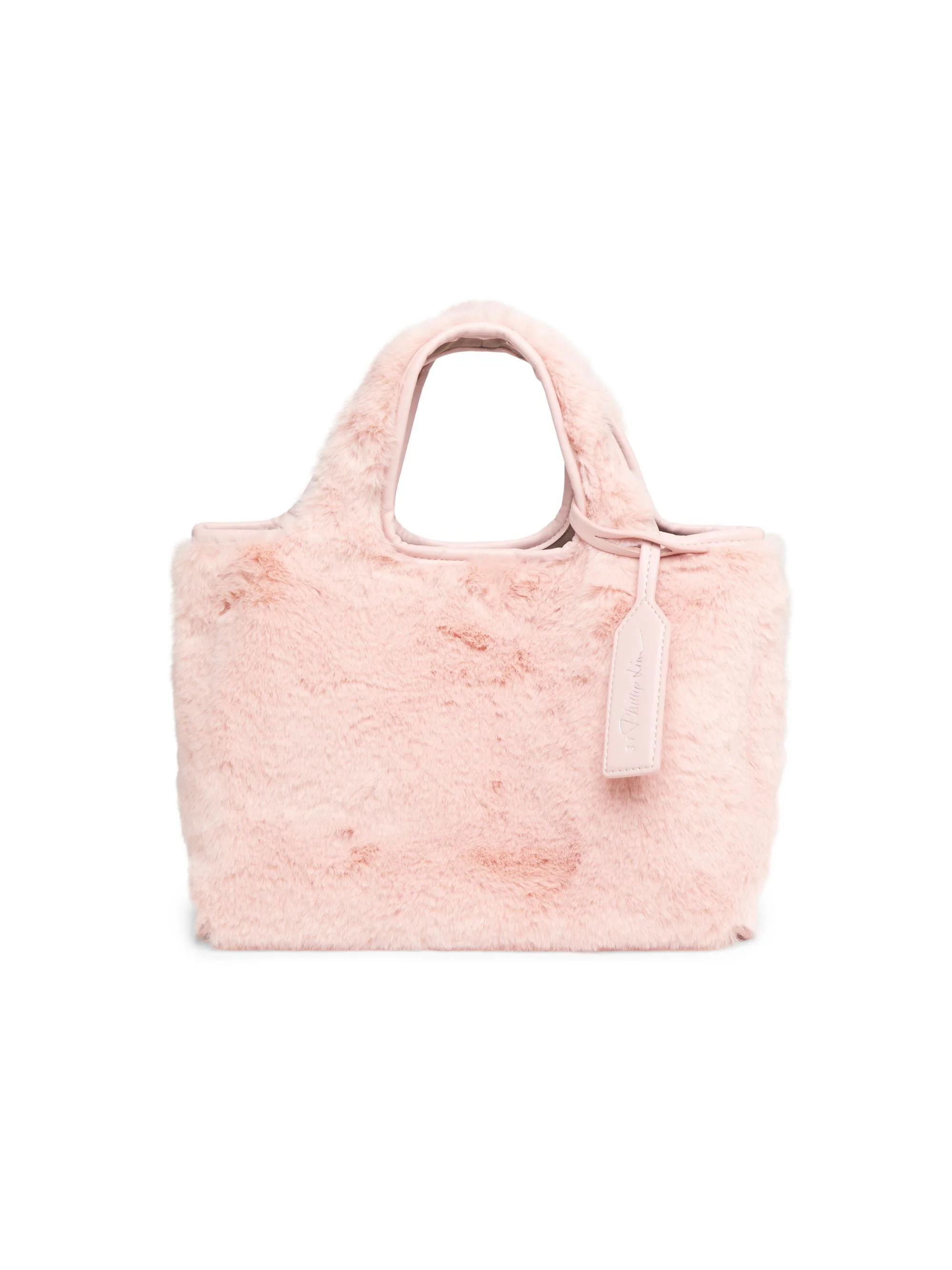 Women's Mini Faux Fur Market Tote Bag - Blush - 1