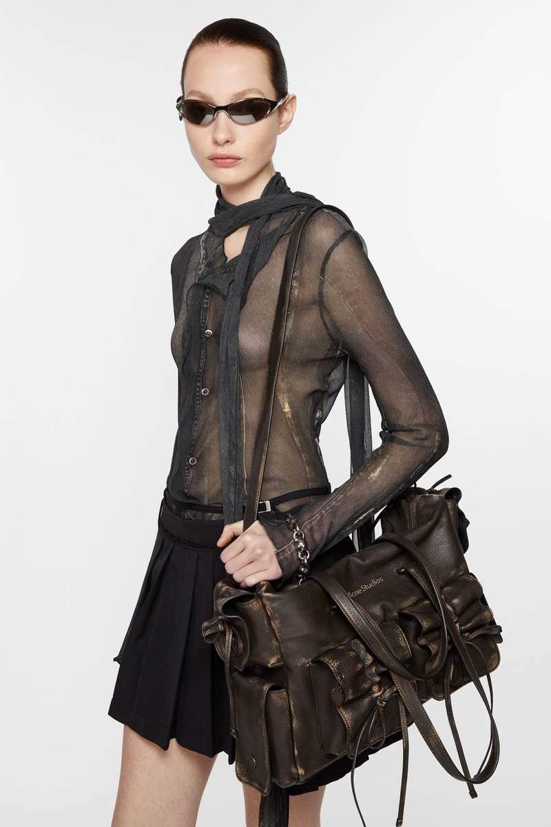 Acne Studios Multipocket tote bag - Dark brown/beige outlook