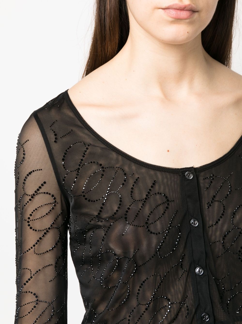 semi-sheer cropped top - 5