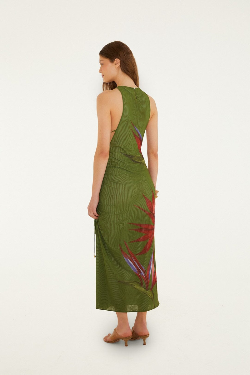 Dark Green Strelitzia Maxi Dress 3