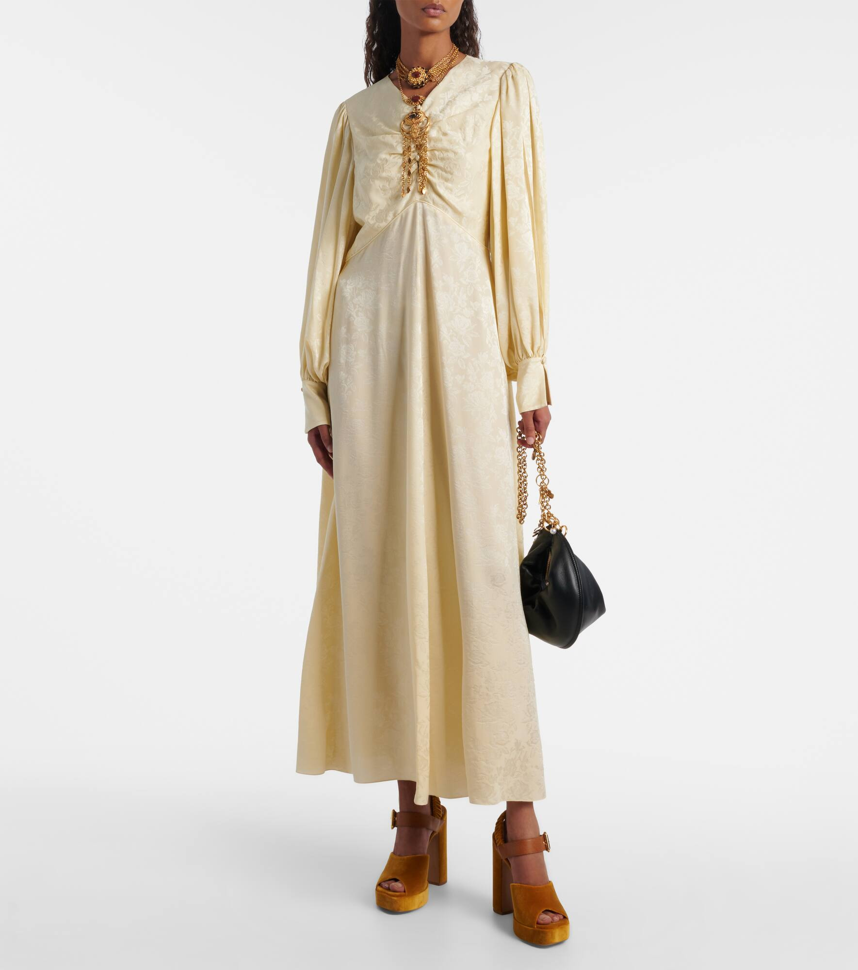 Gathered silk jacquard maxi dress - 2