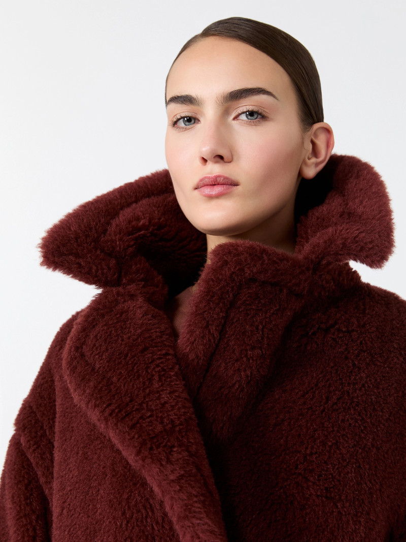 ALCUNO Alpaca and wool Teddy fabric cropped biker jacket - RUST 5