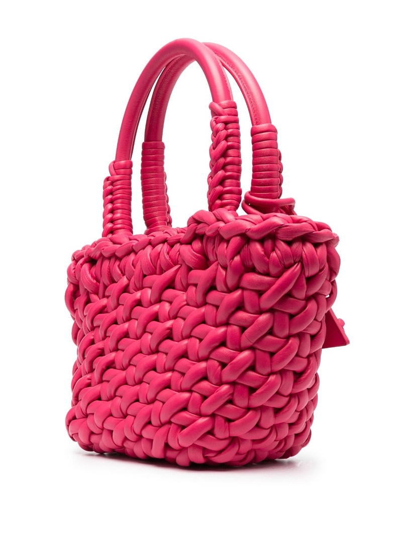 interwoven-design small leather tote bag 3
