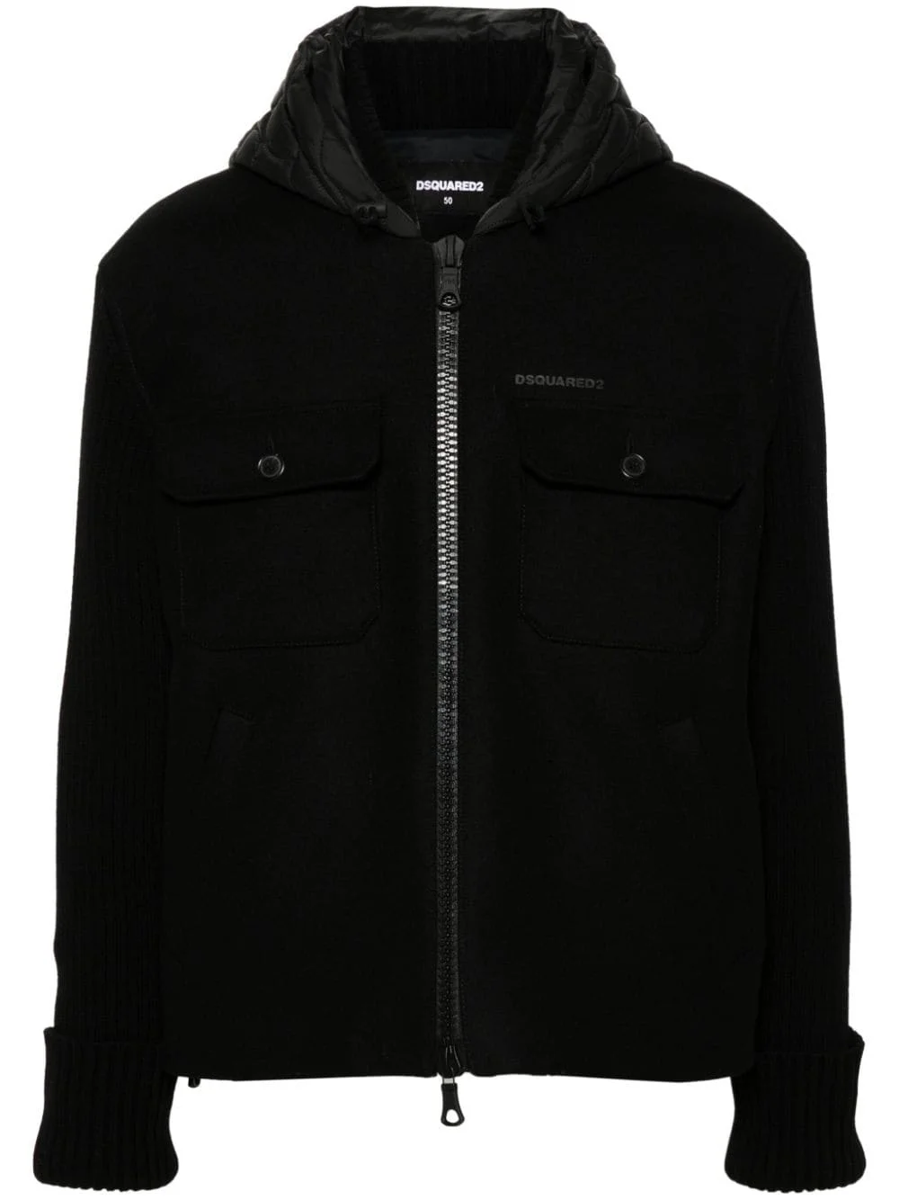 contrast-panel hooded jacket - 1