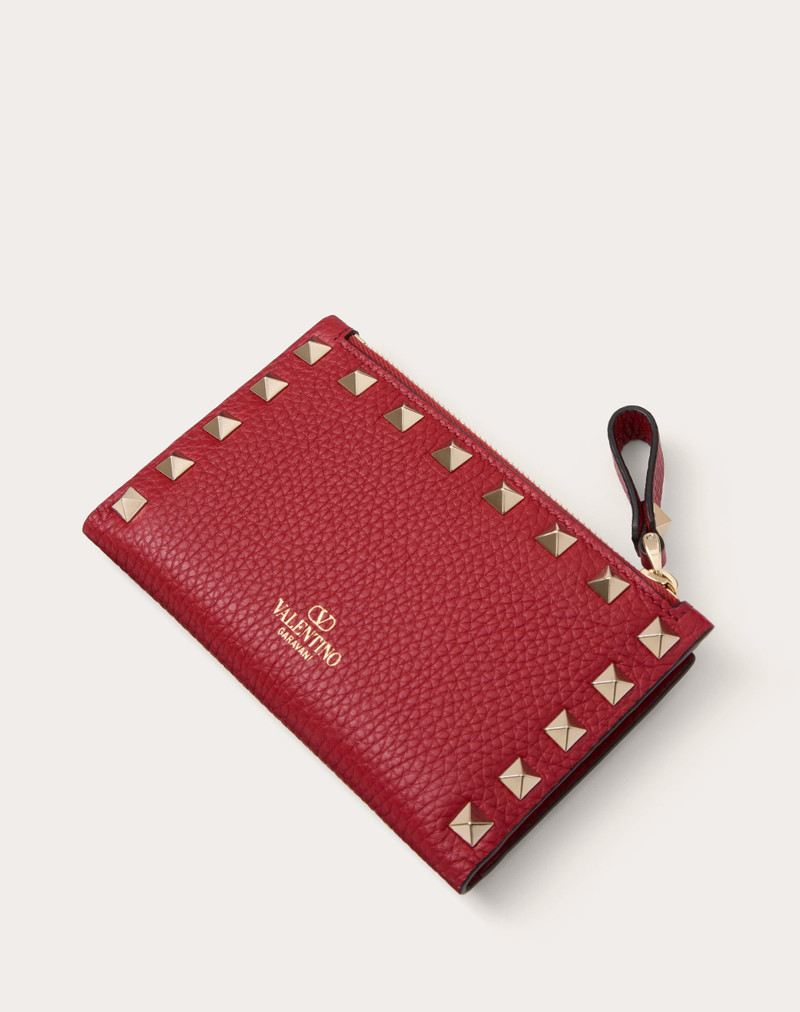 ROCKSTUD GRAINY CALFSKIN CARDHOLDER WITH ZIPPER 3