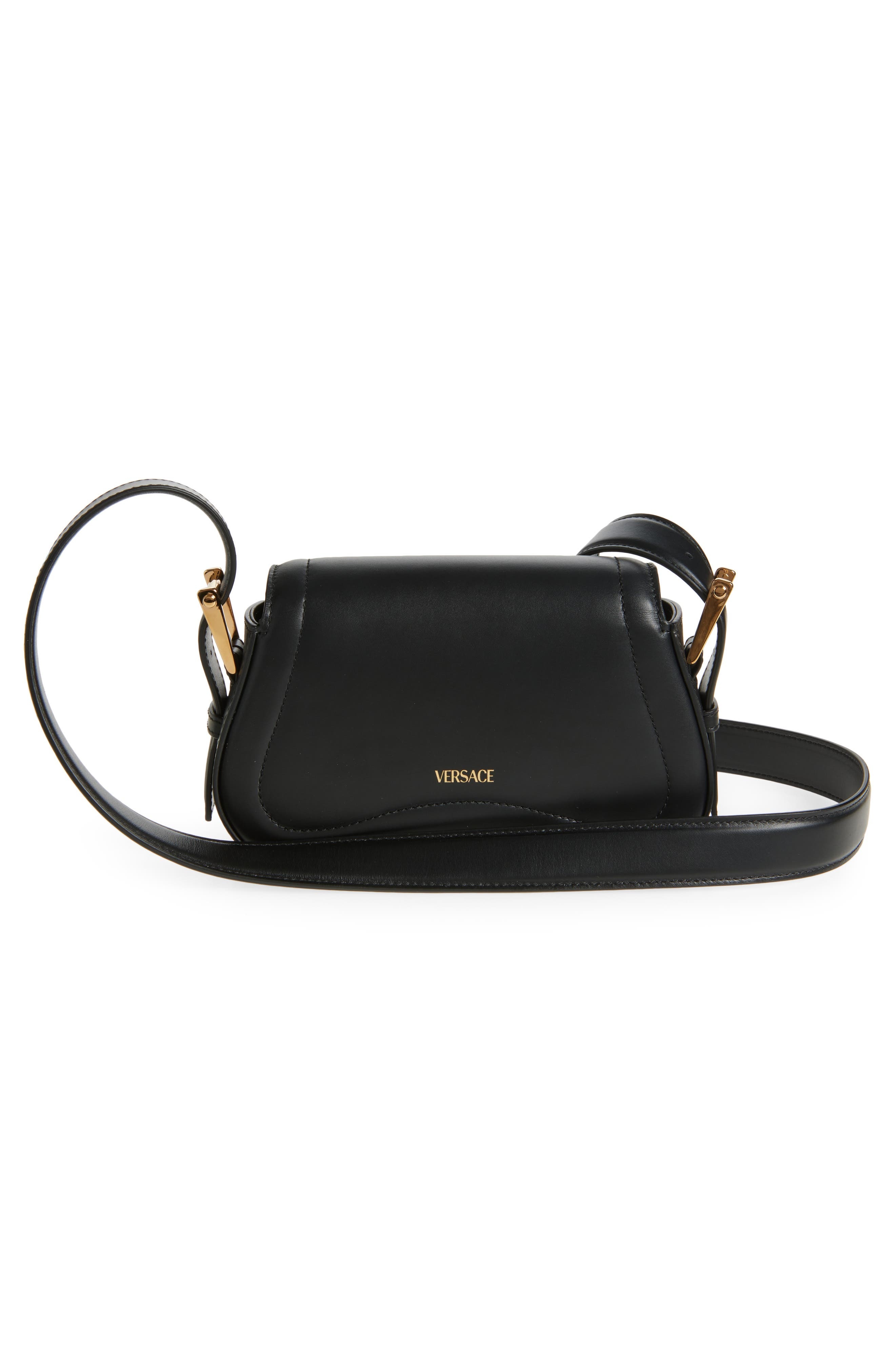 Versace Medusa Leather Shoulder Bag in Black-Versace Gold at Nordstrom - 3