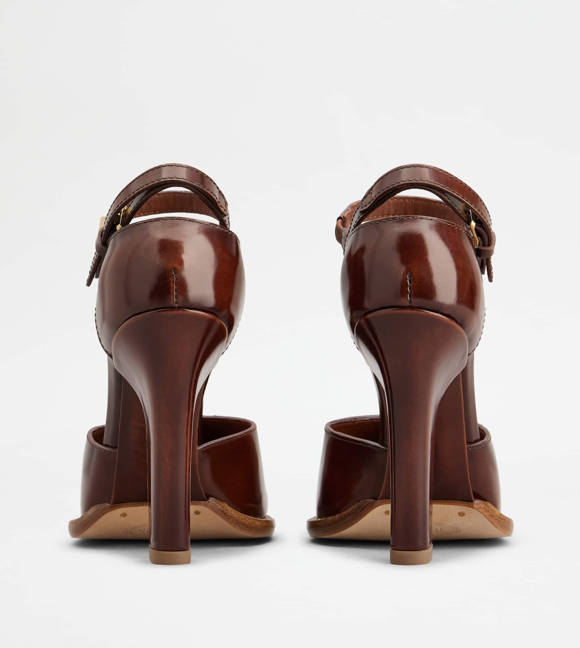D'ORSAY PUMPS IN LEATHER - BROWN - 3