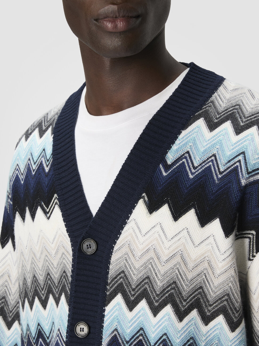 The cardigan in wool and cotton with zigzag - 5
