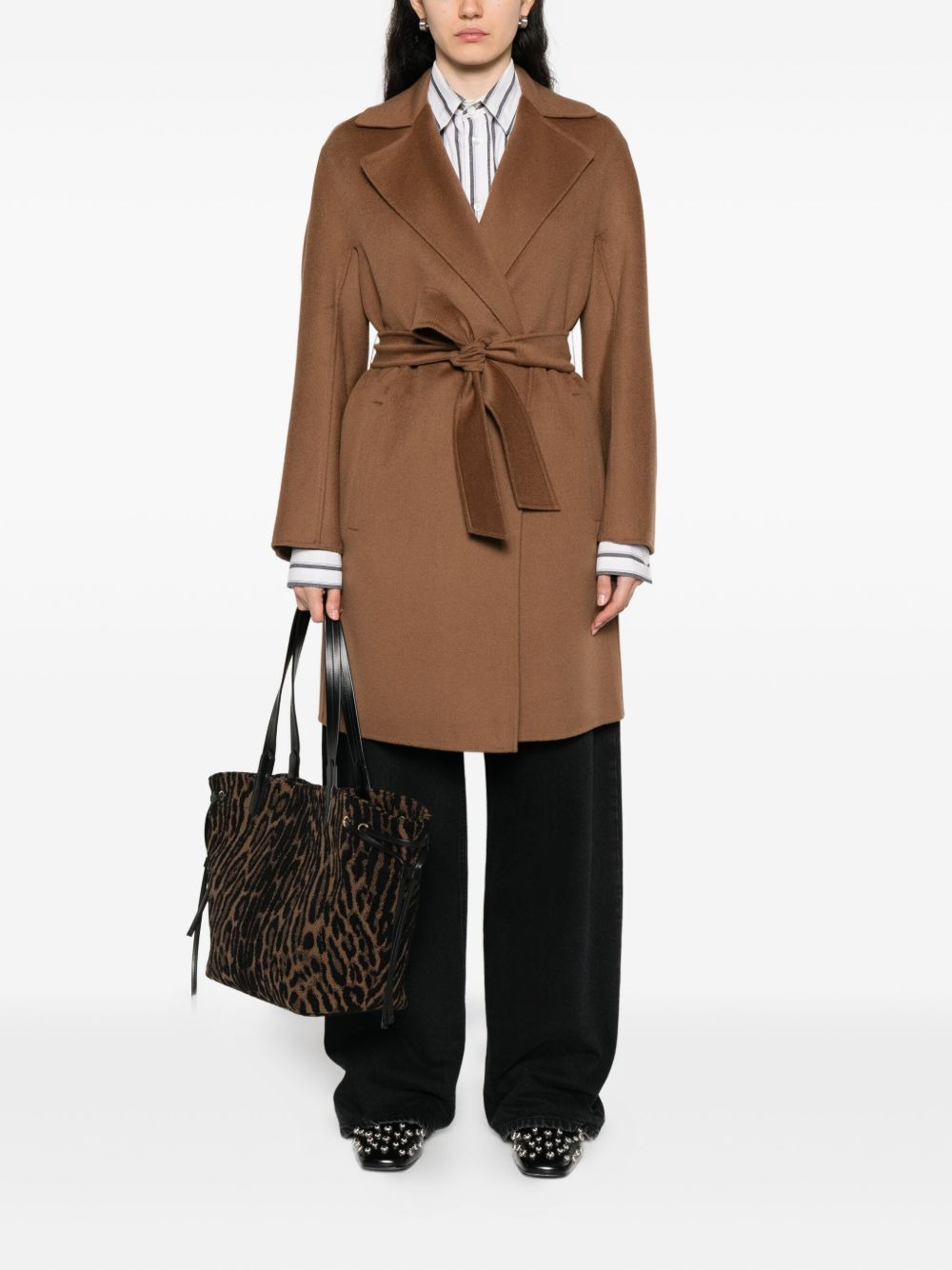 belted single-breasted coat - 2