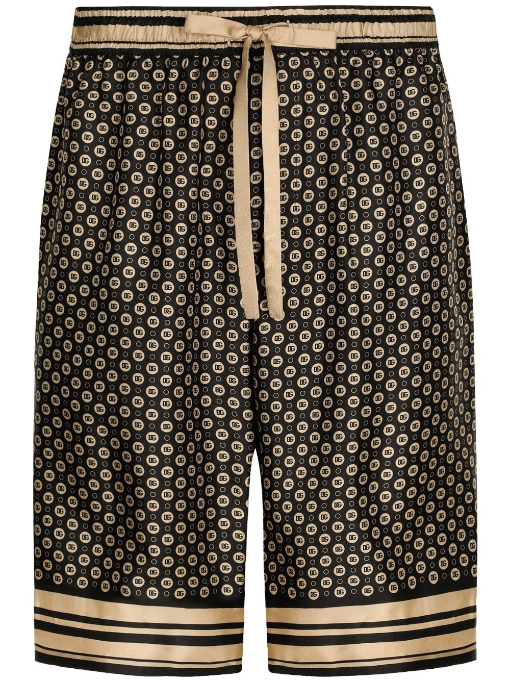 monogram-pattern print silk shorts - 1