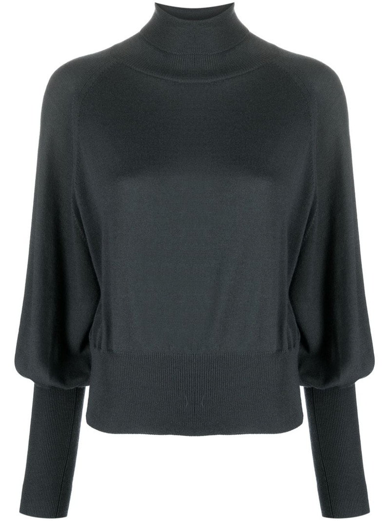 bishop-sleeved fine-knit jumper 1