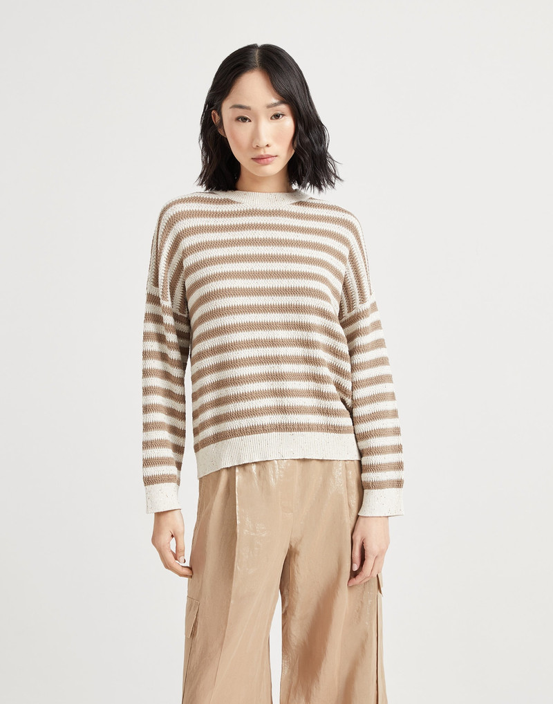 Striped dazzling cotton sweater - 1