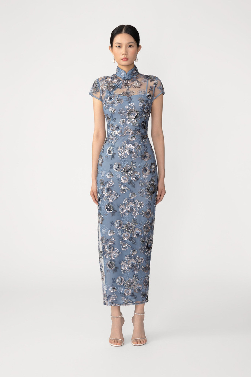 SAU LEE ADRIANA EMBROIDERED MIDI DRESS outlook