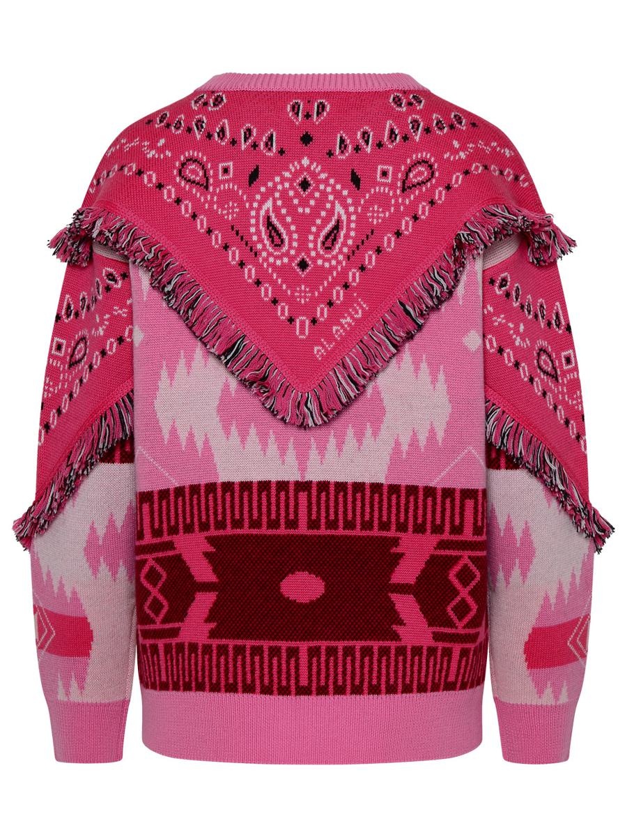 ALANUI ICON BANDANA PINK WOOL SWEATER - 3